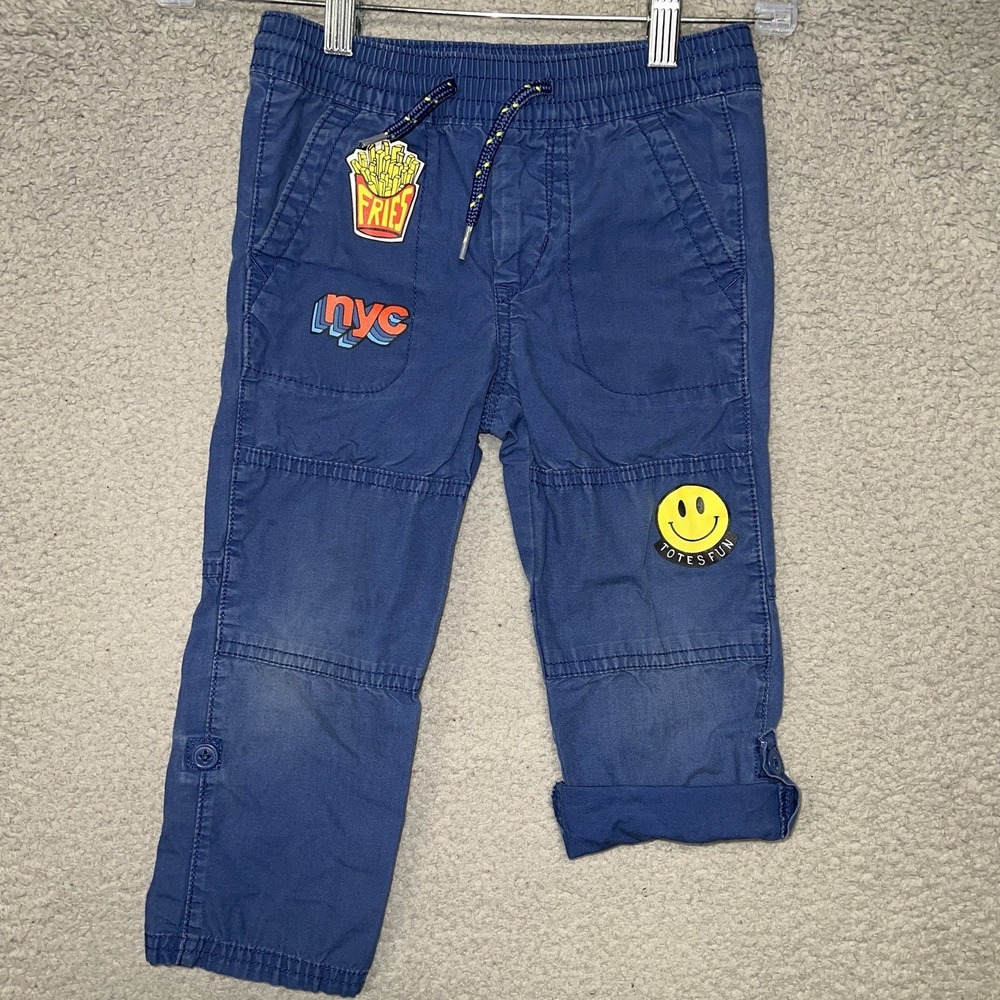 Baby Gap Gorpcore Pants Youth Sz 3T Blue Toddler‎ NYC Iron-on Patches Leg Tab